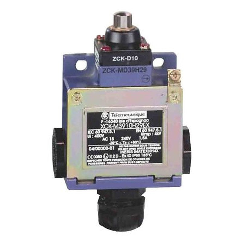 Telemecanique Sensors OsiSense ATEX D Series Plunger Limit Switch, 1 NO/2 NC, IP66, Zinc Alloy Housing, 240V ac, 1.5A