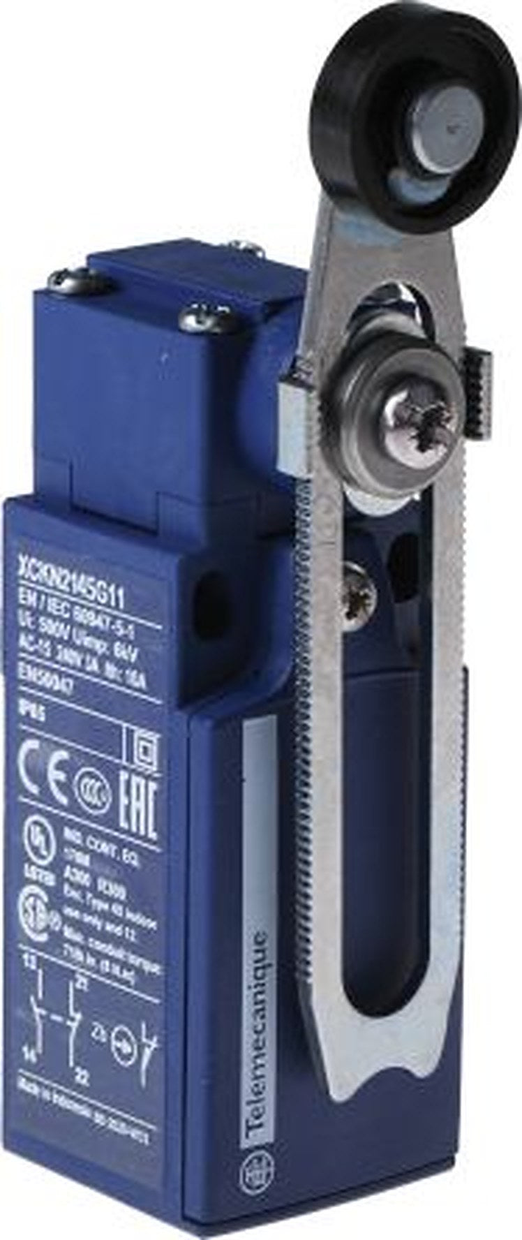 Telemecanique Sensors XCKN Series Roller Lever Limit Switch, 1 NO/1 NC, IP65, Plastic Housing, 240V ac, 10A