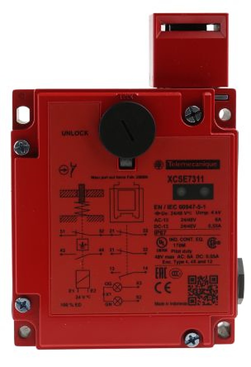 Telemecanique Sensors XCS-E Series Safety Switch, Power to Unlock Actuator Included