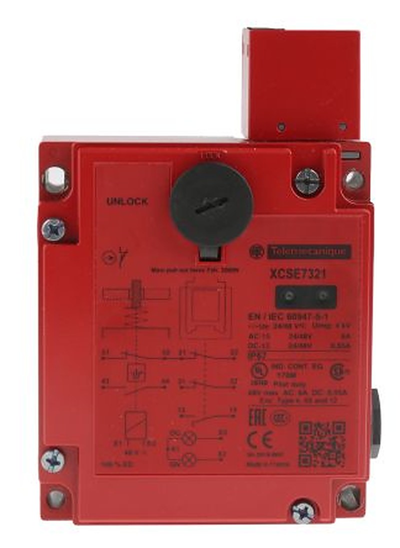 Telemecanique Sensors XCS-E Series Solenoid Interlock Switch, Power to Unlock Actuator Included