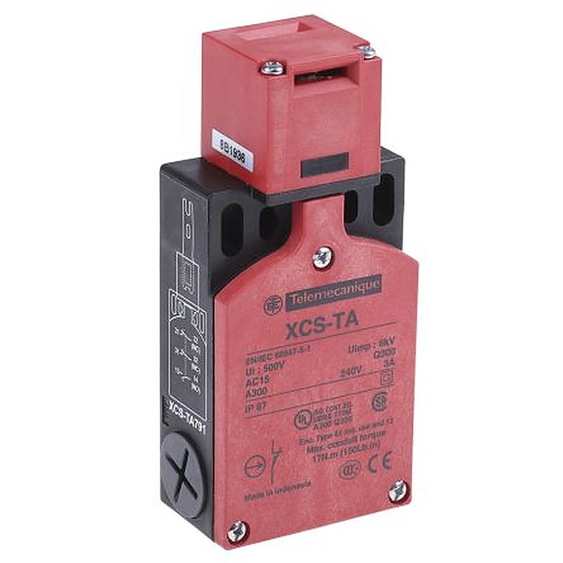 Telemecanique Sensors XCSTA Safety Interlock Switch, Keyed Actuator Included, Fibreglass Reinforced Nylon, Interlock