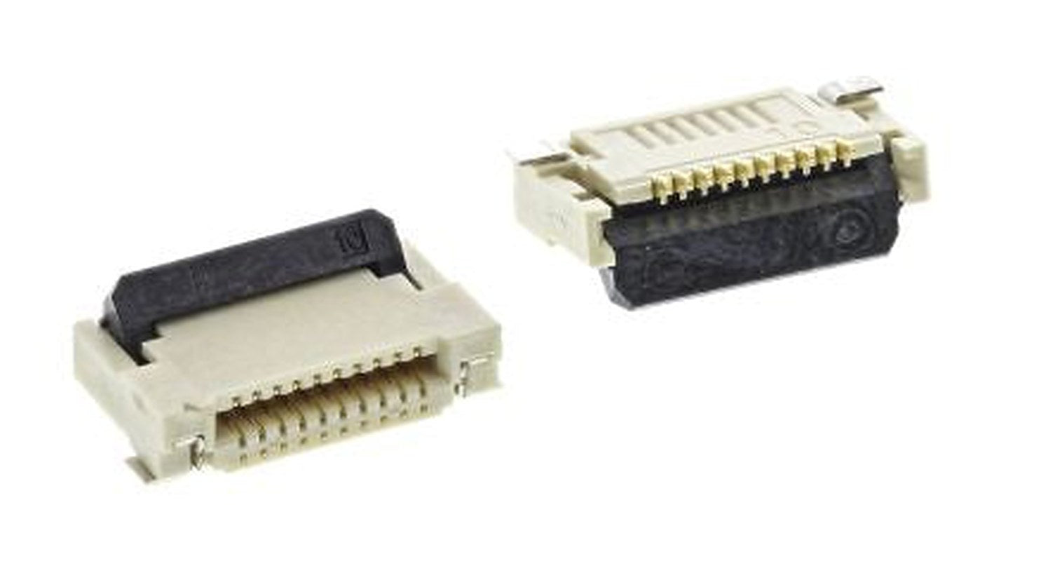 Omron, XF2M 0.5 mm Pitch 10 Way Right Angle Female FPC Connector, Solder