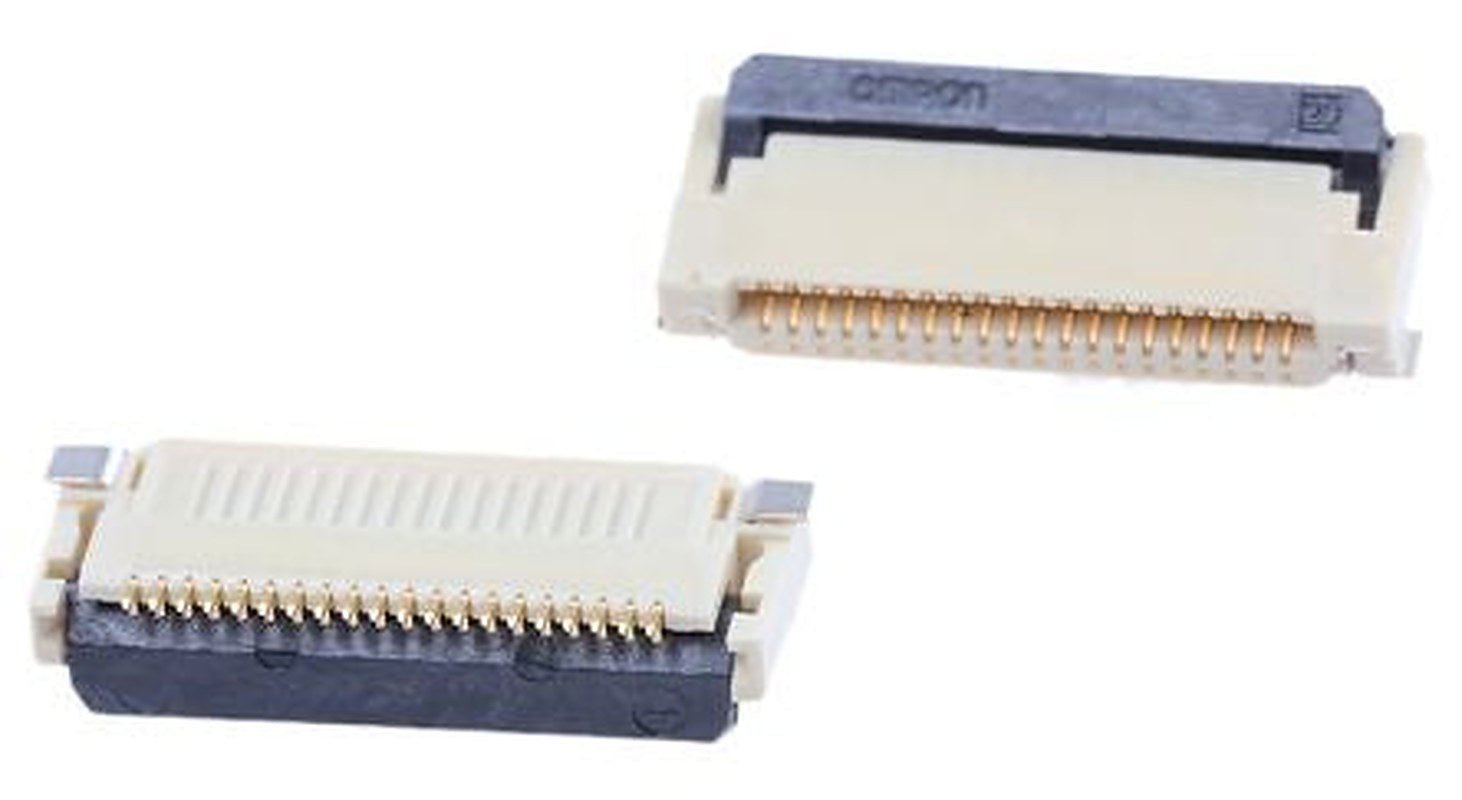 Omron, XF2M 0.5 mm Pitch 20 Way Right Angle Female FPC Connector, Solder