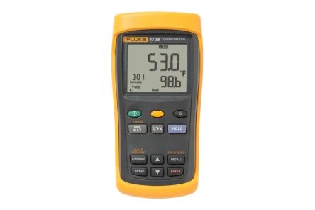 Fluke 53 II Wired Digital Thermometer, Type R, Type J, Type E, Type N, K, Type T, Type S Probe, 1 Input(s), 1767 °C Max,
