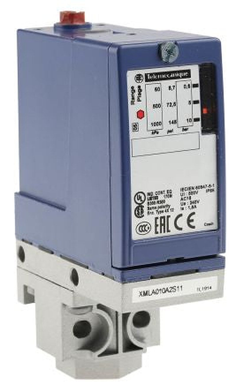 Telemecanique Sensors XMLA Series Pressure Sensor, Relay Output 0.6 bar 10 bar, Differential Reading