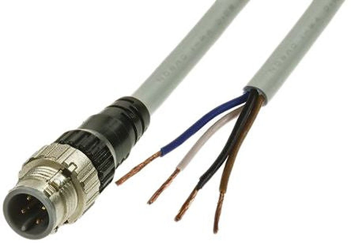 Omron Male 4 way M12, Straight to Female Unterminated Sensor Actuator Cable, 5 m