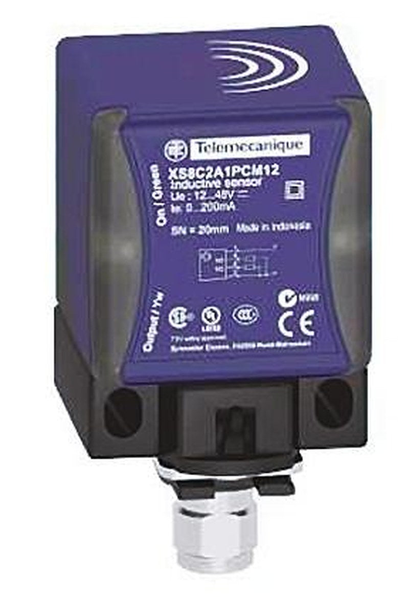 Telemecanique Sensors XS8C2A1PCM12 Block Inductive Proximity Sensor PNP XS 48V ac 20 mm 48 V dc 200mA