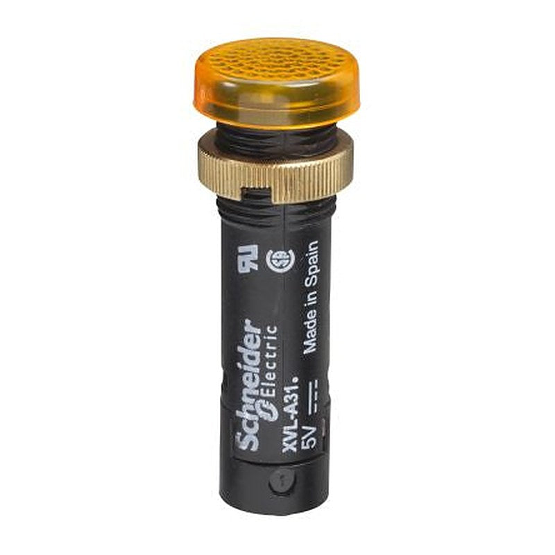 Schneider Electric, XVL, Panel Mount Yellow LED Pilot Light, 12 mm Cutout, IP40, IP65, Round, 48V dc
