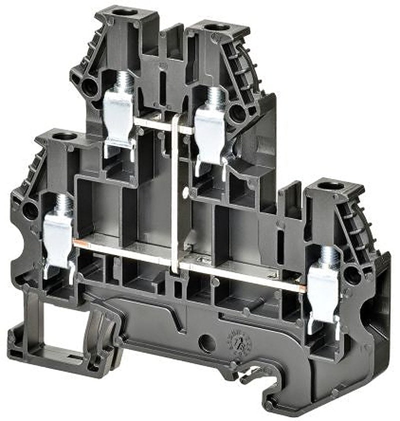 Omron XW5TS40112V XW5T Series DIN Rail Terminal Block Black, 4mm², 2-Level, Screw