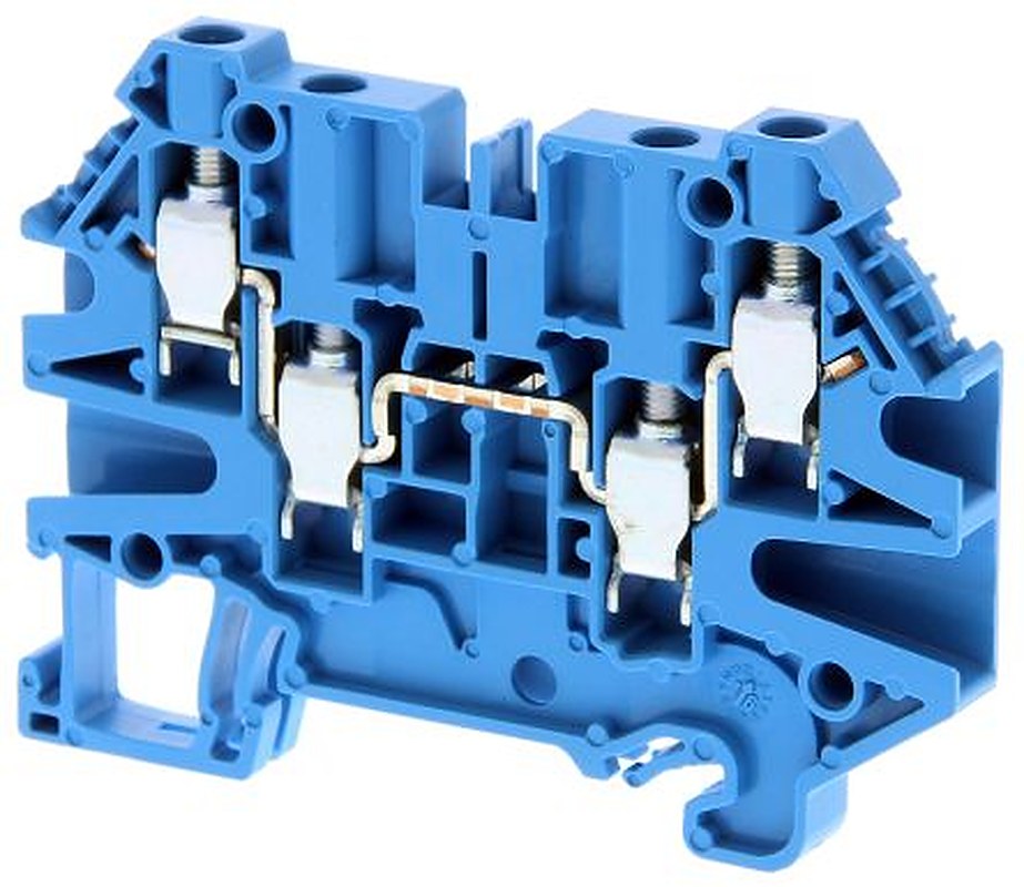 Omron XW5TS40221BL XW5T Series DIN Rail Terminal Block Blue, 4mm², 1-Level, Screw