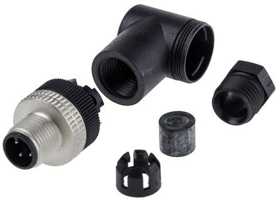 Telemecanique Sensors Circular Connector, 4 Contacts, Cable, M12 Connector, Plug, Male, IP67, XZCC Series