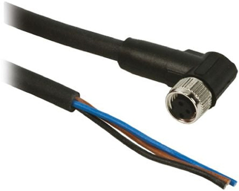 Telemecanique Sensors Female 3 way 1/2 In Circular, Right Angle to Male 4 way Unterminated Sensor Actuator Cable, 2 m