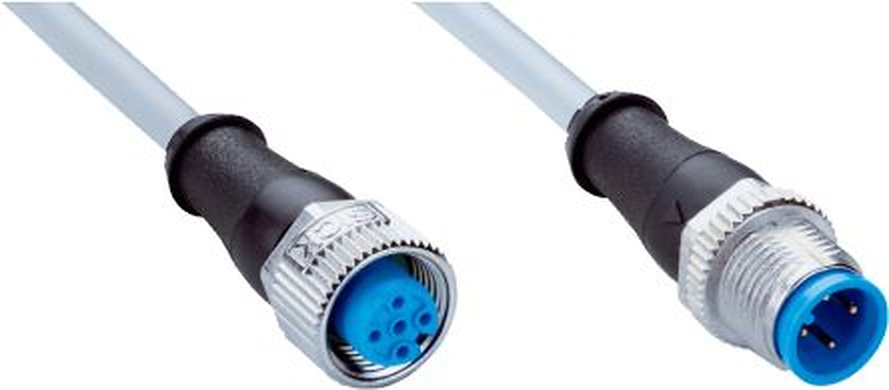 SICK Female 4 way M12, Straight to Male 4 way M12, Straight Connector Cable, 8 m
