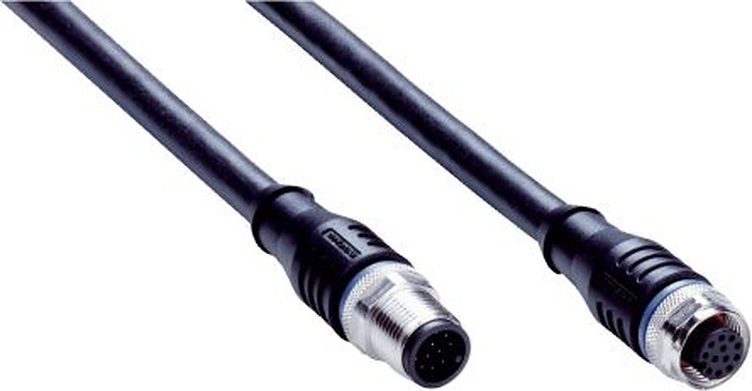 SICK Female 12 way M12, Straight to Male 12 way M12, Straight Connector Cable, 2.5 m