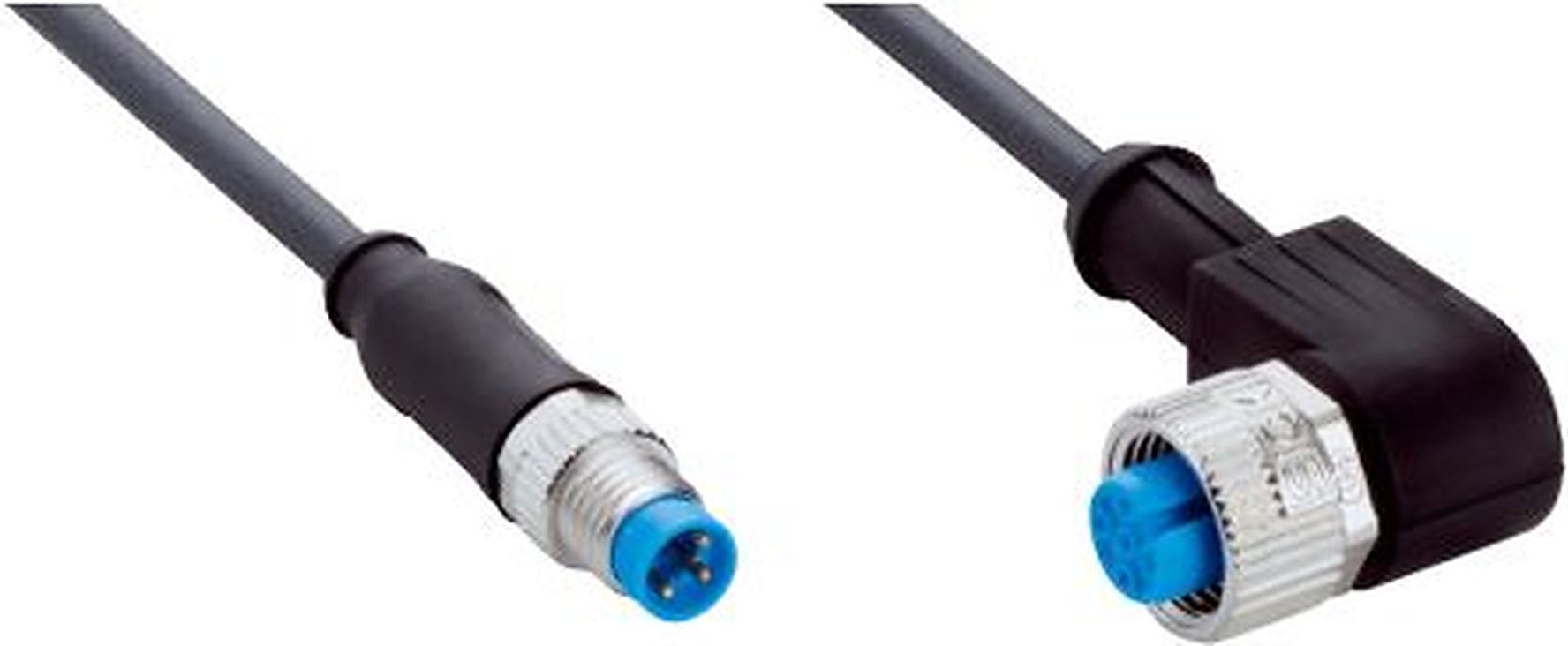 SICK Female 3 way M12, Right Angle to Male 3 way Straight Connector Cable, 1 m