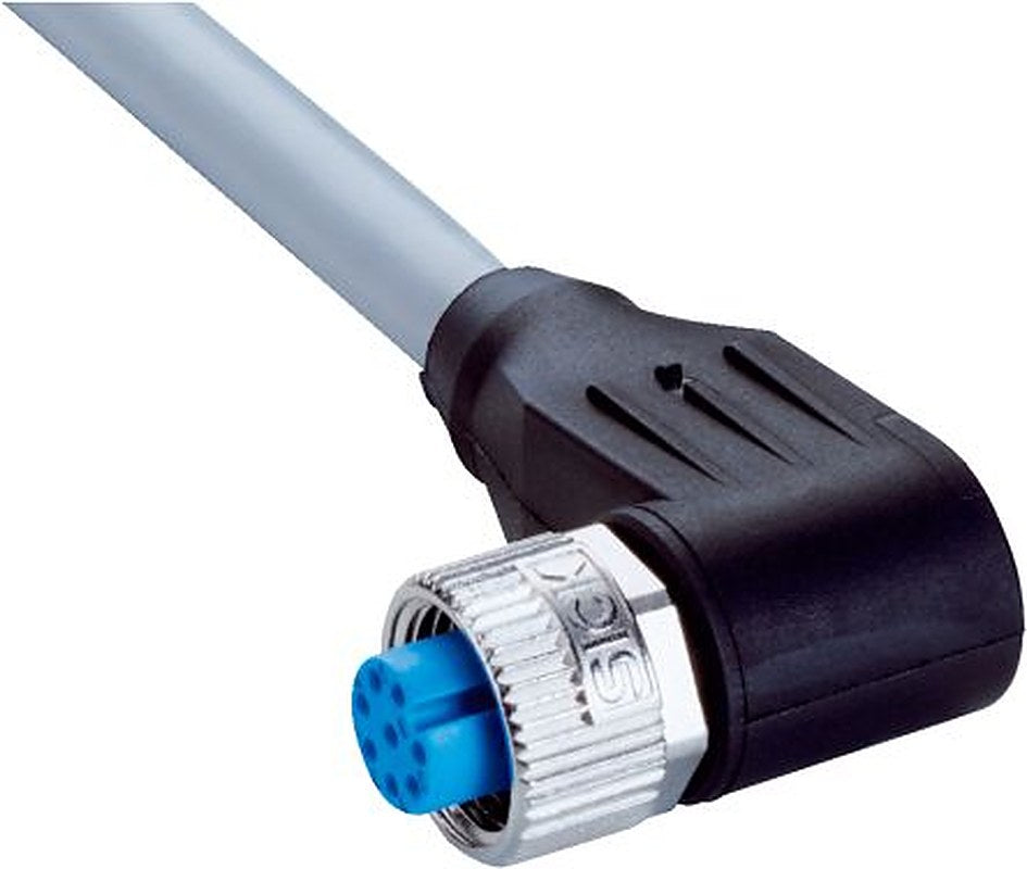 SICK Female 8 way M12, Right Angle to Male 3 way M8 Connector Cable, 2 m