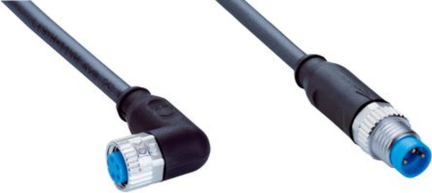 SICK Female 4 way M8, Right Angle to Male 3 way M8, Straight Connector Cable, 1 m