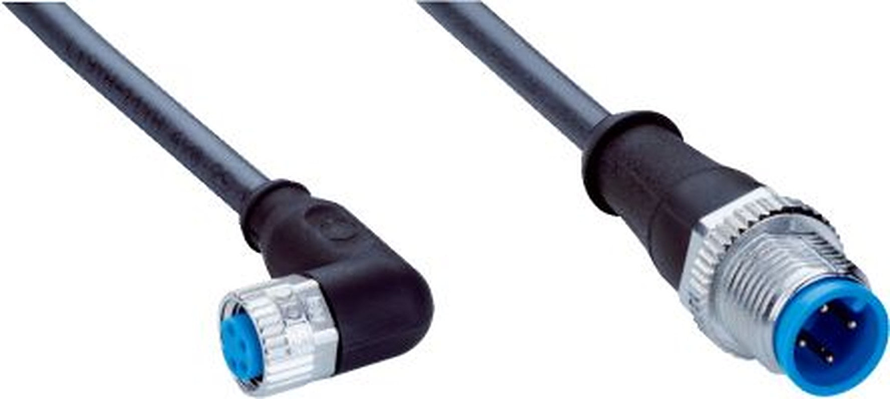 SICK Female 4 way M8, Right Angle to Male 3 way M12, Straight Connector Cable, 5 m