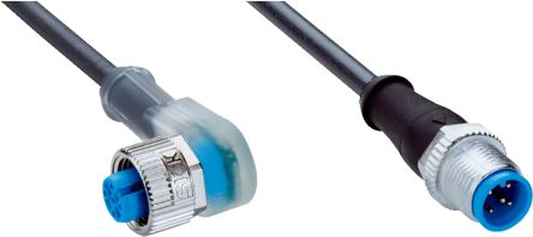 SICK Female 5 way M12, Right Angle to Male 5 way M12, Straight Connector Cable, 2 m