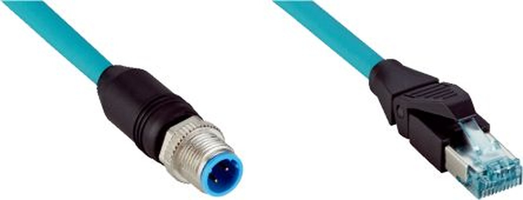 SICK Male 8 way M12, Straight to Male 4 way RJ45, Straight Connector Cable, 3 m