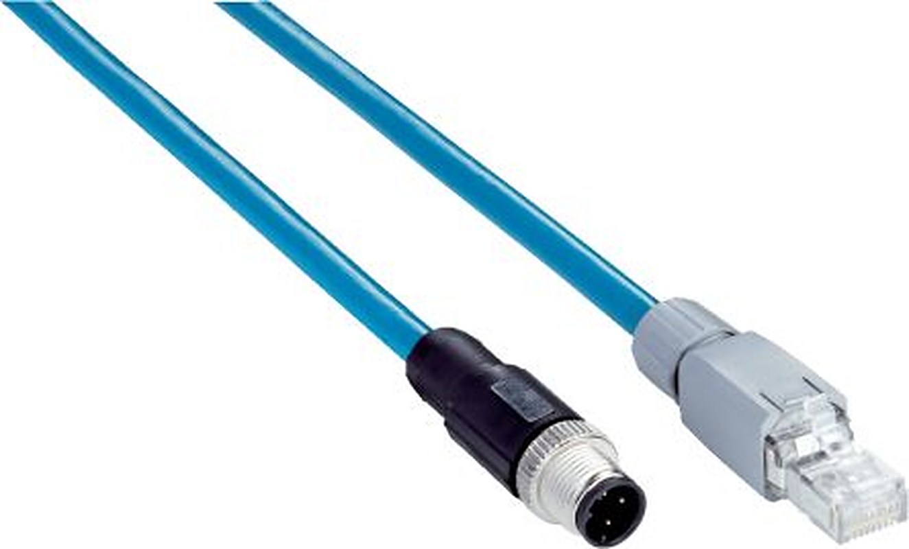 SICK Male 4 way M12, Straight to Male 8 way RJ45, Straight Connector Cable, 10 m