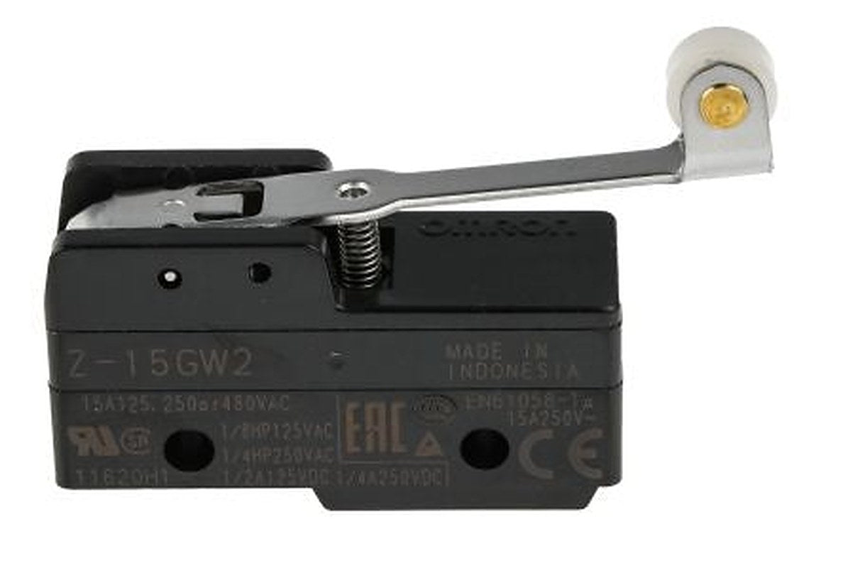 Omron Z Series Roller Lever Limit Switch, SPDT, IP00, Thermosetting Resin Housing, 500V ac, 15A