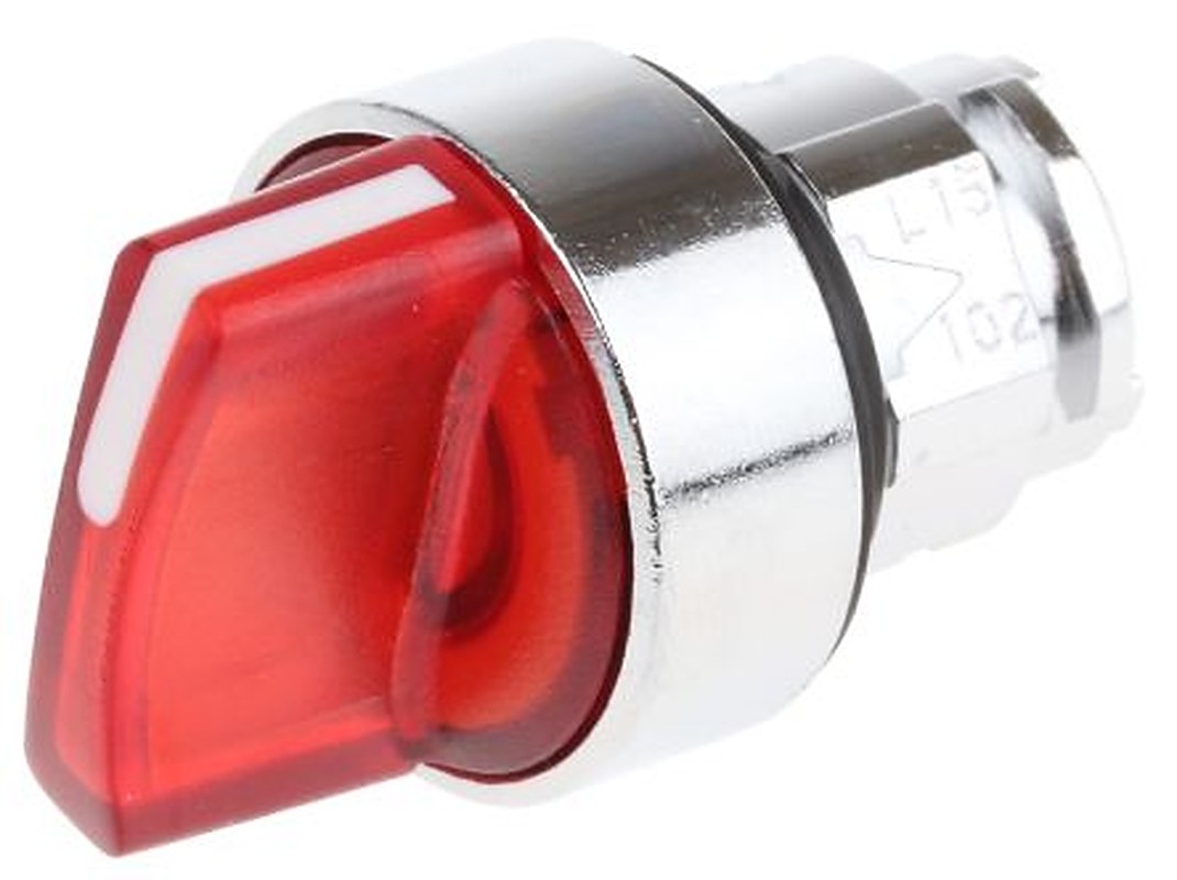 Schneider Electric Harmony Series 2 Position Illuminated Selector Switch Head, 22 mm Cutout, Red Handle, IP67, IP66,