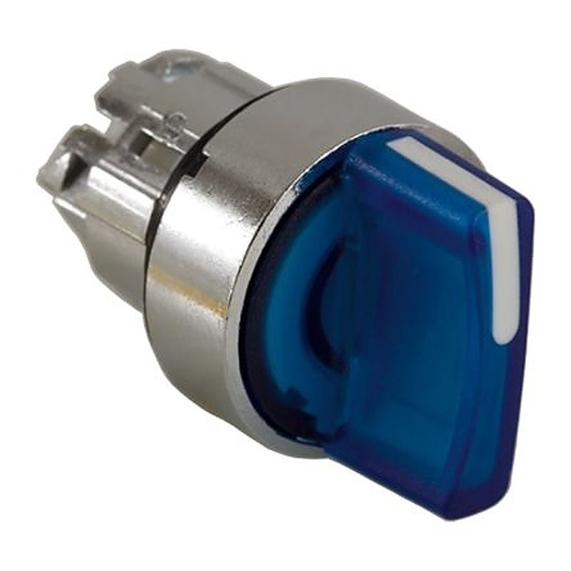 Schneider Electric Harmony Series 3 Position Illuminated Selector Switch Head, 22 mm Cutout, Blue Handle, IP67, IP69,