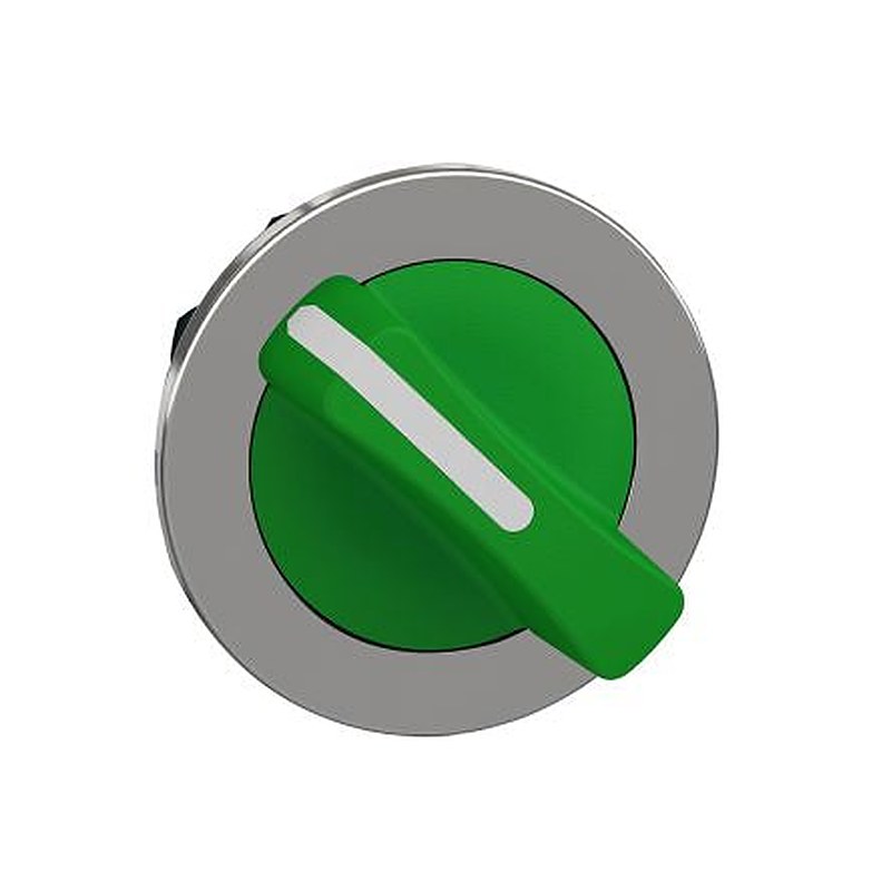 Schneider Electric ZB4 Series 2 Position Selector Switch Head, 30 mm Cutout, Green Handle, IP66, IP69, IP67