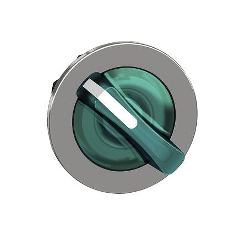 Schneider Electric ZB4 Series 2 Position Illuminated Selector Switch Head, 30 mm Cutout, Green Handle, IP67, IP66, IP69