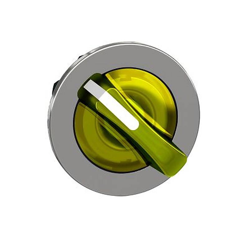 Schneider Electric ZB4 Series 2 Position Illuminated Selector Switch Head, 30 mm Cutout, Yellow Handle, IP69, IP66, IP67