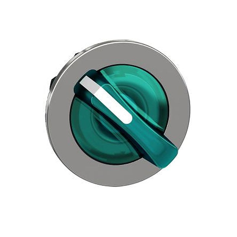 Schneider Electric ZB4 Series 2 Position Illuminated Selector Switch Head, 30 mm Cutout, Green Handle, IP69, IP67, IP66