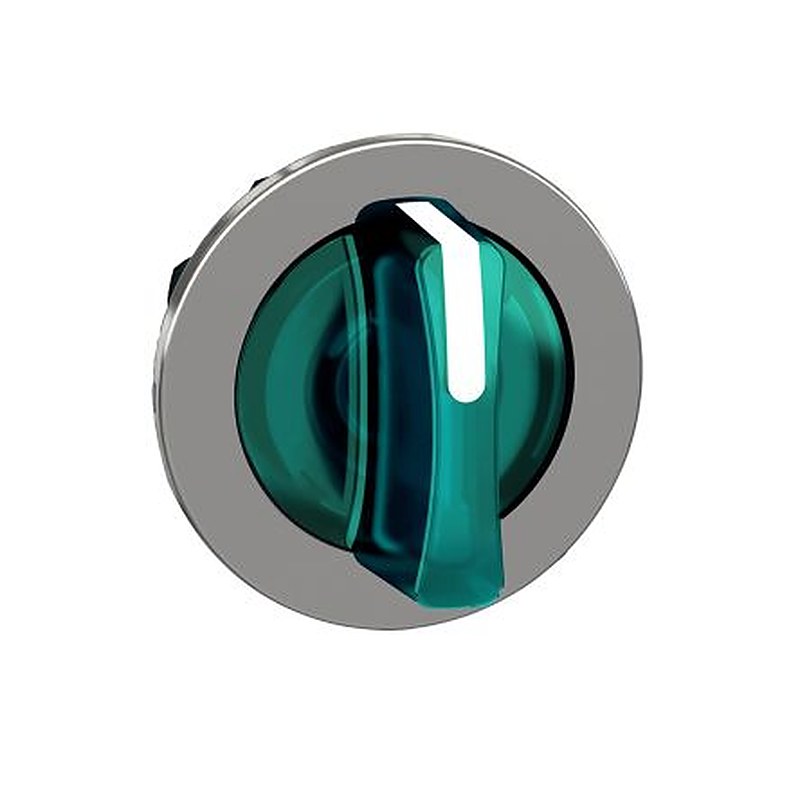 Schneider Electric ZB4 Series 3 Position Illuminated Selector Switch Head, 30 mm Cutout, Green Handle, IP66, IP67, IP69