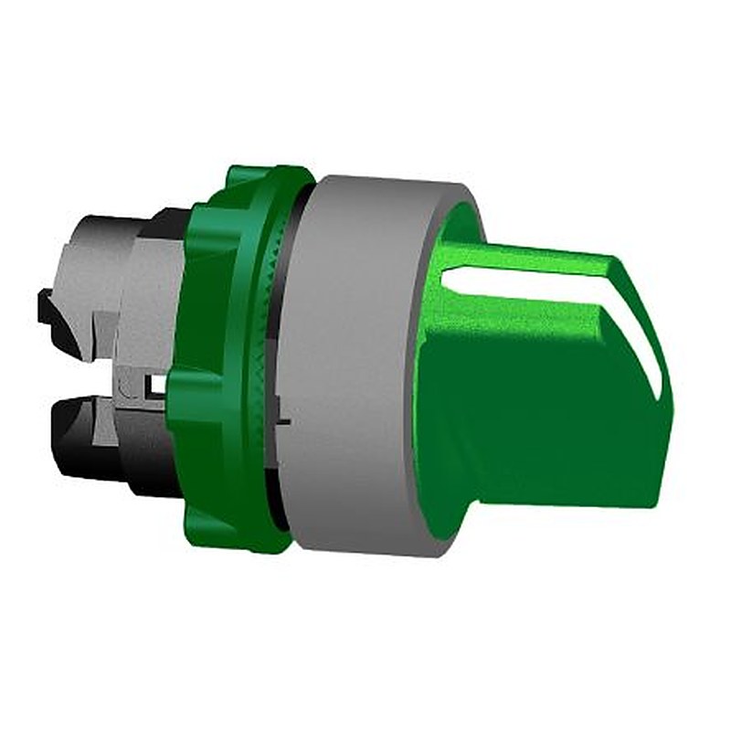 Schneider Electric Harmony Series 2 Position Selector Switch Head, 22 mm Cutout, Green, Green Handle