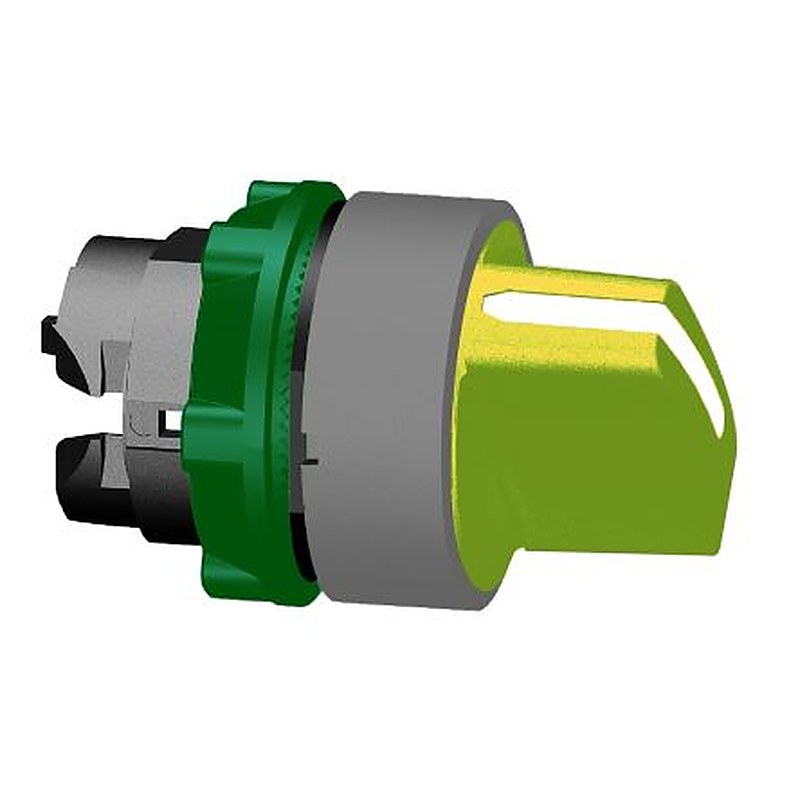 Schneider Electric Harmony Series 2 Position Selector Switch Head, 22 mm Cutout, Yellow Handle, IP67