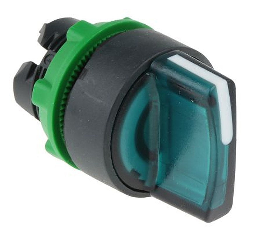 Schneider Electric Harmony Series 2 Position Illuminated Selector Switch Head, 22 mm Cutout, Green Handle, IP67, IP66,