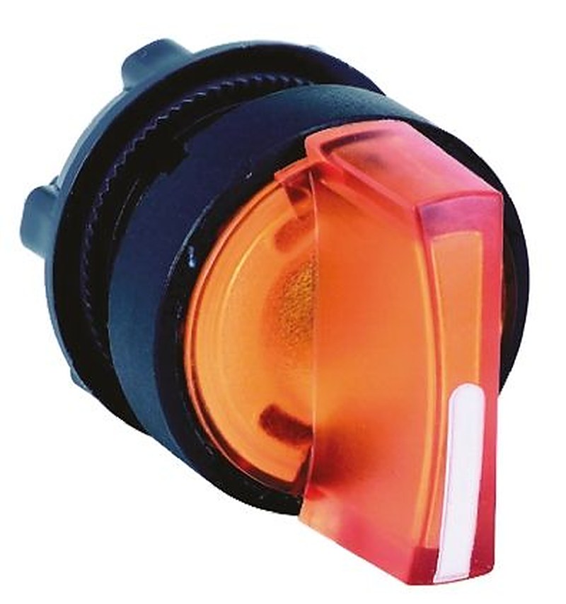 Schneider Electric Harmony Series 2 Position Illuminated Selector Switch Head, 22 mm Cutout, Orange Handle, IP69K, IP67,