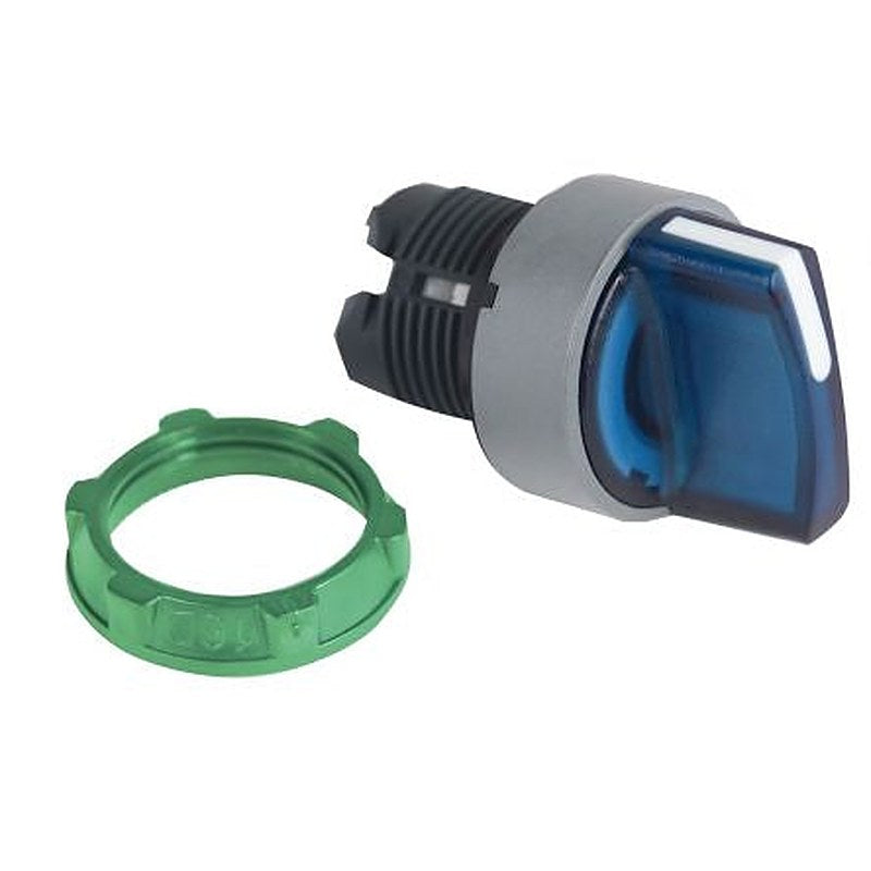 Schneider Electric Harmony Series 2 Position Illuminated Selector Switch Head, 22 mm Cutout, Blue Handle, IP67, IP66