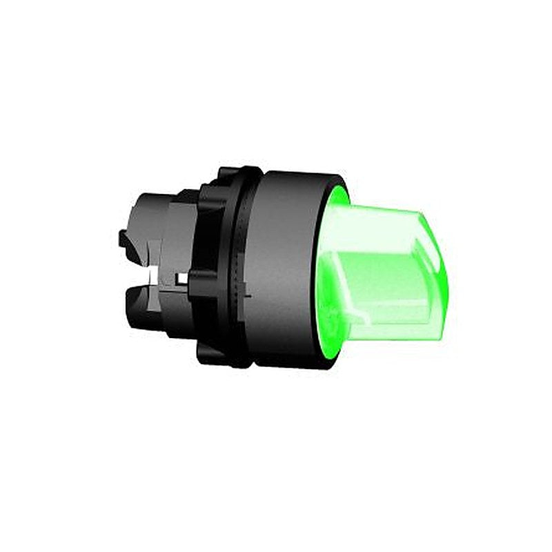 Schneider Electric Harmony Series 2 Position Illuminated Selector Switch Head, 22 mm Cutout, Green Handle, IP69, IP67,