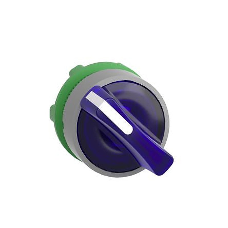 Schneider Electric Harmony Series 3 Position Illuminated Selector Switch Head, 22 mm Cutout, Blue, Blue Handle, IP66,