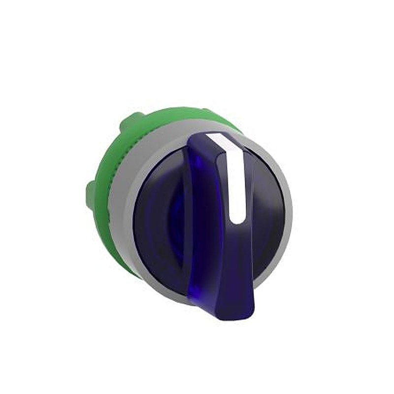 Schneider Electric Harmony Series 3 Position Illuminated Selector Switch Head, 22 mm Cutout, Blue, Blue Handle, IP66,