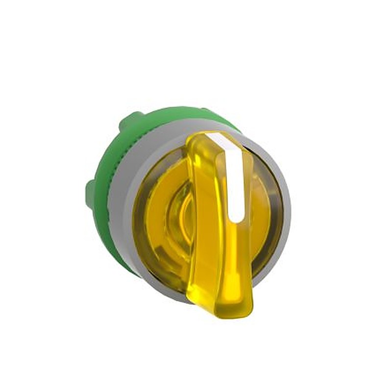 Schneider Electric Harmony Series 3 Position Illuminated Selector Switch Head, 22 mm Cutout, Yellow, Yellow Handle,