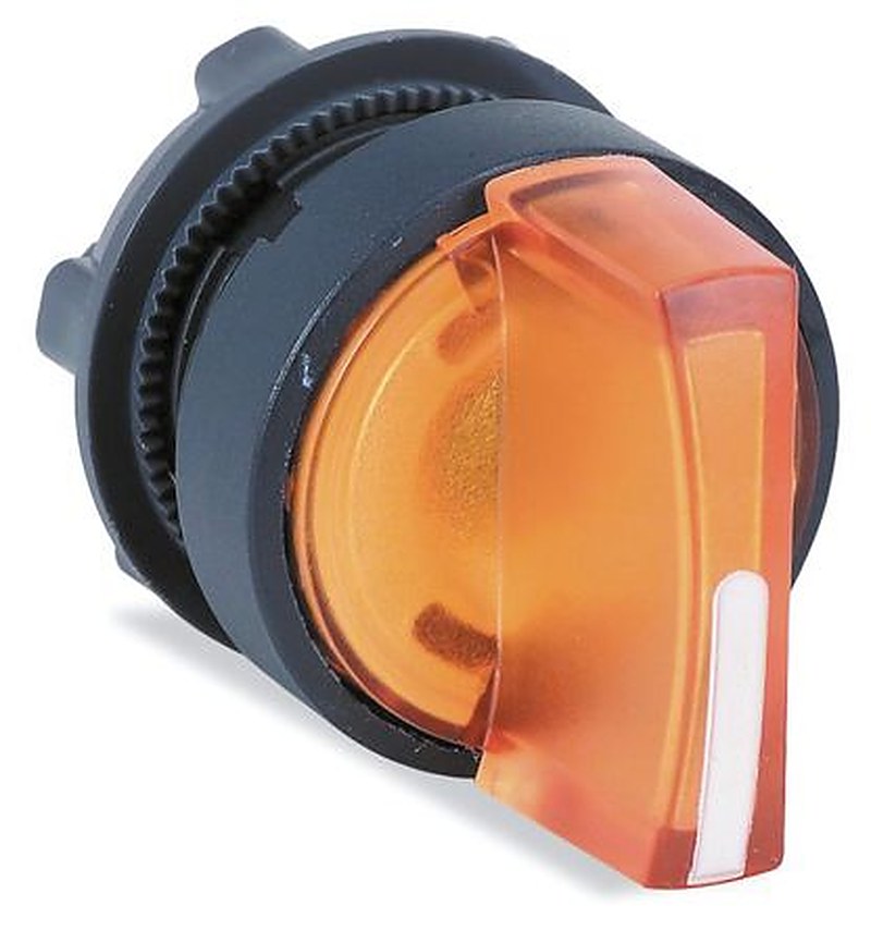 Schneider Electric Harmony XB5 Series 3 Position Illuminated Selector Switch Head, 22 mm Cutout, Orange Handle, IP65