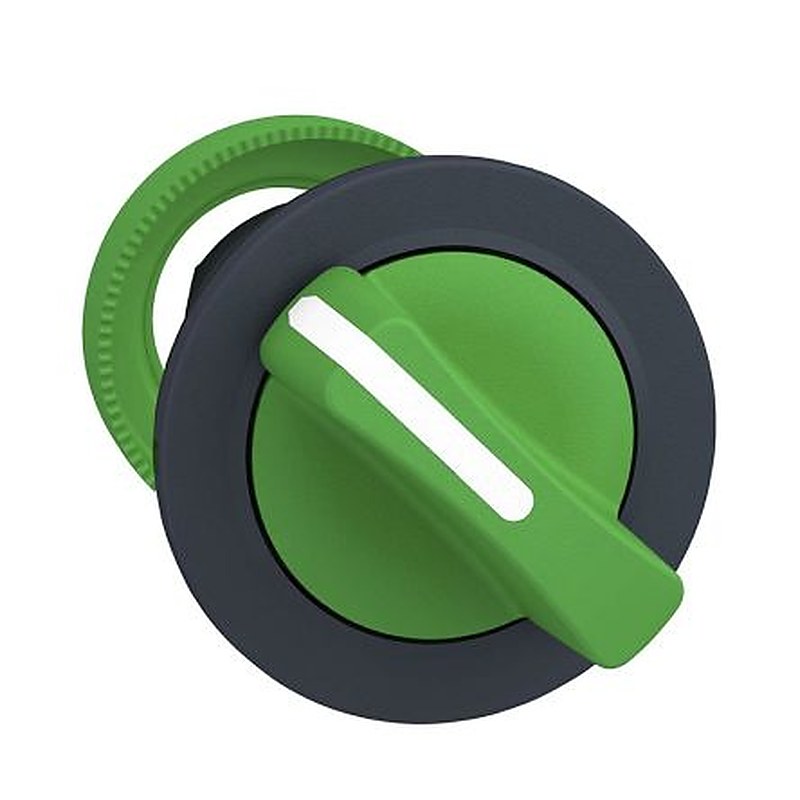 Schneider Electric Harmony XB5 Series 2 Position Selector Switch Head, 30 mm Cutout, Green Handle, IP69K, IP67, IP66