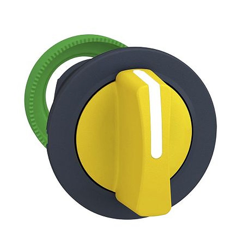 Schneider Electric Harmony XB5 Series 2 Position Selector Switch Head, 30 mm Cutout, Yellow Handle, IP66, IP69K, IP67