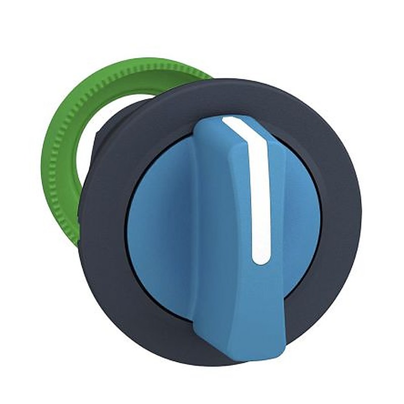 Schneider Electric Harmony XB5 Series 2 Position Selector Switch Head, 30 mm Cutout, Blue Handle, IP69K, IP67, IP66