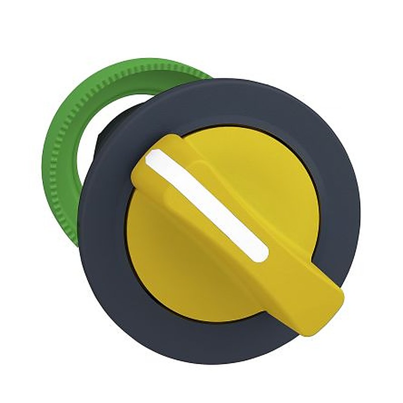 Schneider Electric Harmony XB5 Series 3 Position Selector Switch Head, 30 mm Cutout, Yellow Handle, IP69K, IP67, IP66