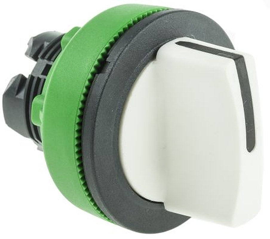 Schneider Electric Harmony XB5 Series 2 Position Selector Switch Head, 30 mm Cutout, White Handle, IP66, IP67, IP69K