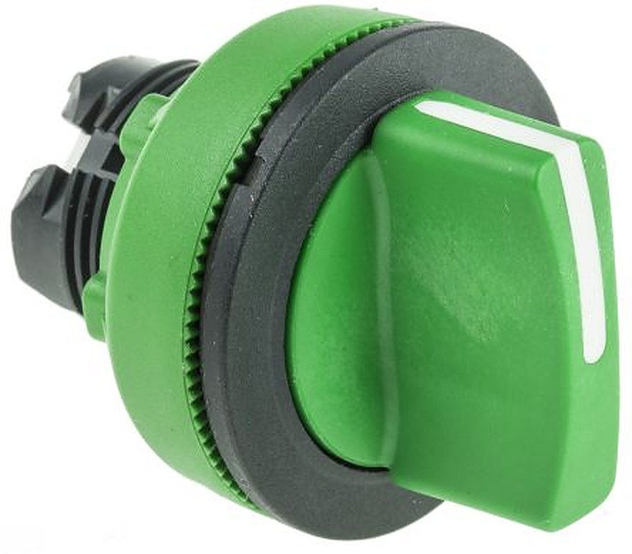 Schneider Electric Harmony XB5 Series 2 Position Selector Switch Head, 30 mm Cutout, Green Handle, IP66, IP67, IP69K