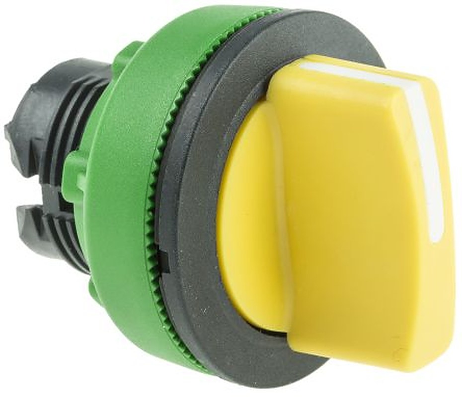 Schneider Electric Harmony XB5 Series 3 Position Selector Switch Head, 30 mm Cutout, Yellow Handle, IP66, IP67, IP69K